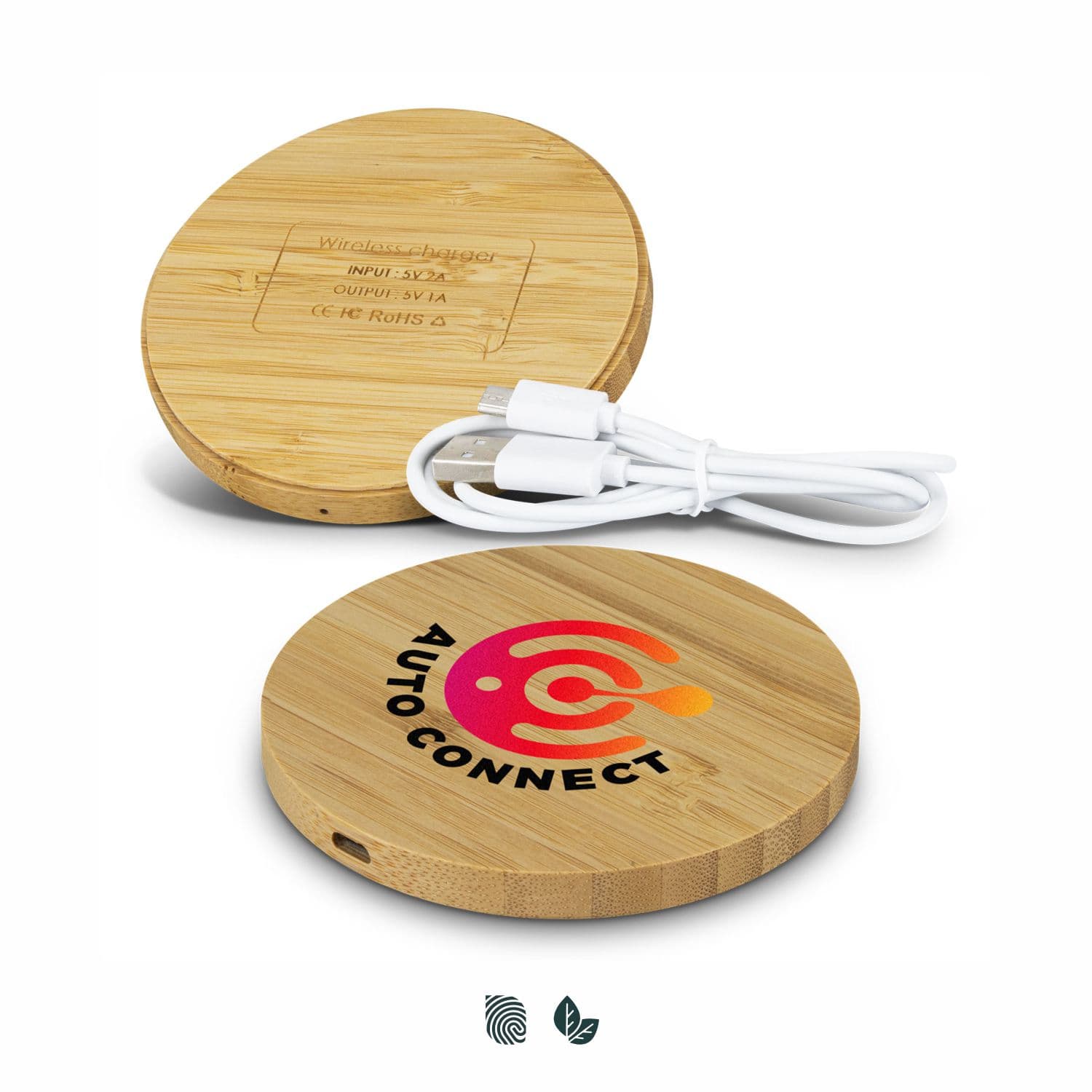 Vita Bamboo Wireless Charger - Round — view 3 of 4