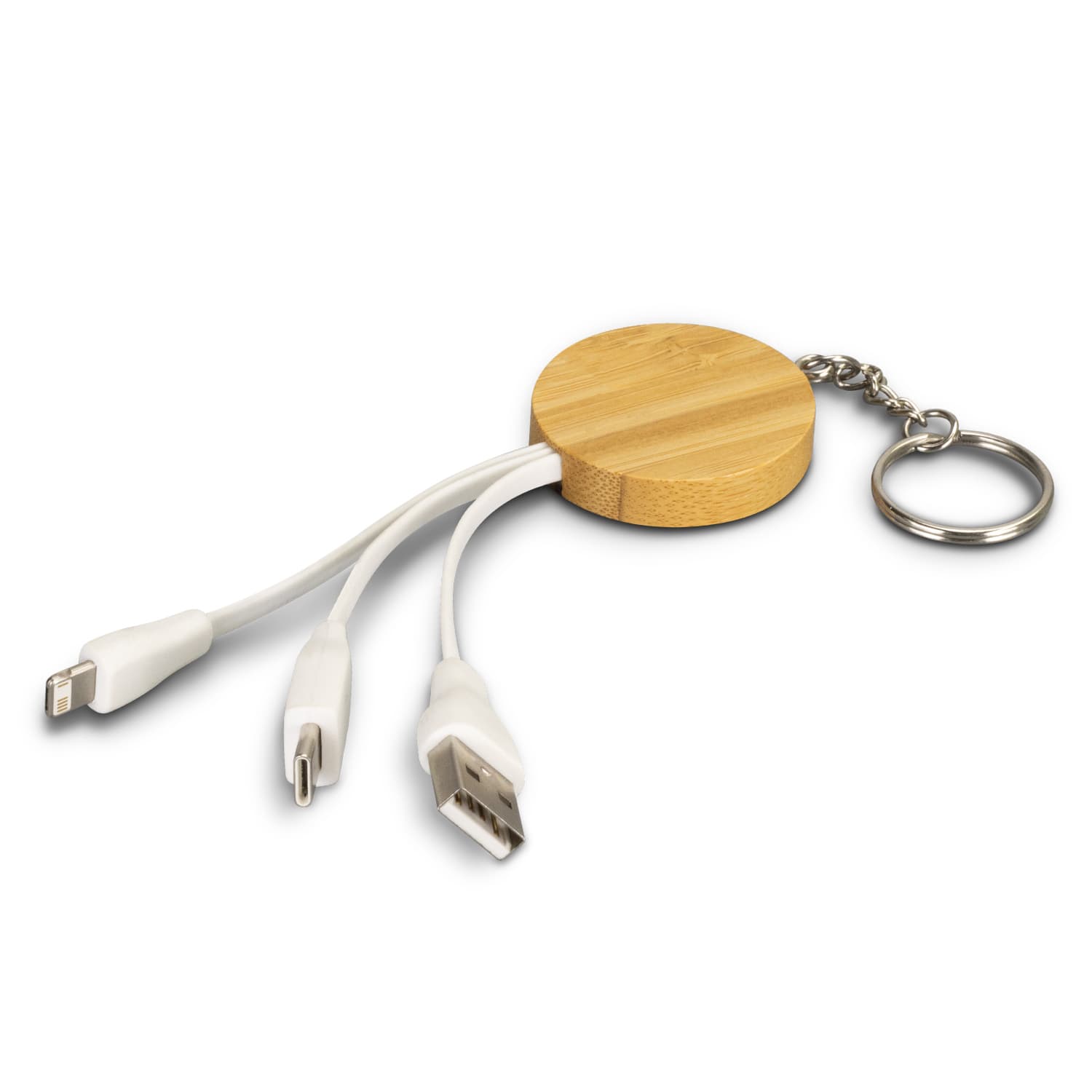 Bamboo Charging Cable Key Ring - Round — view 3 of 4