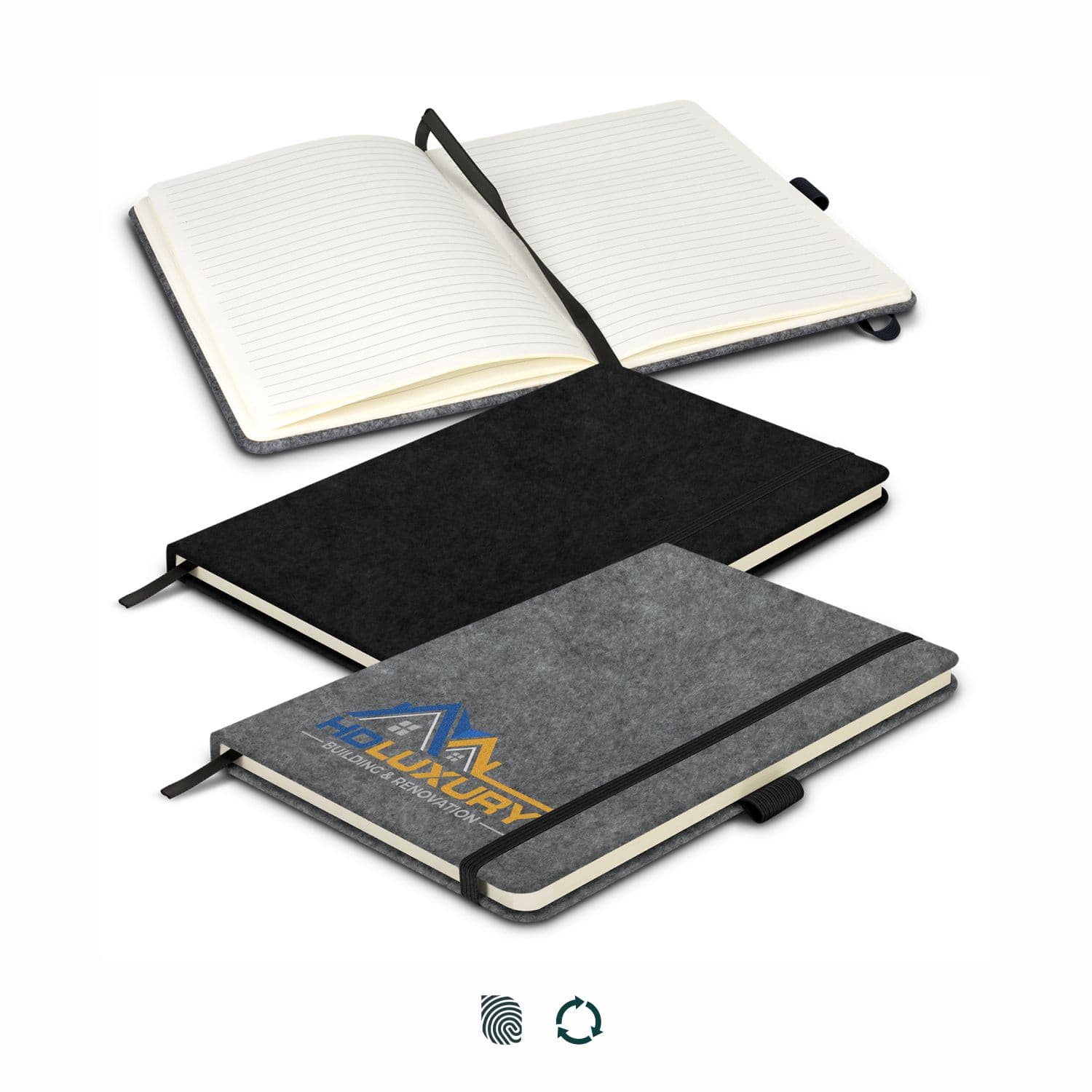 RPET Felt Hard Cover Notebook — view 3 of 4