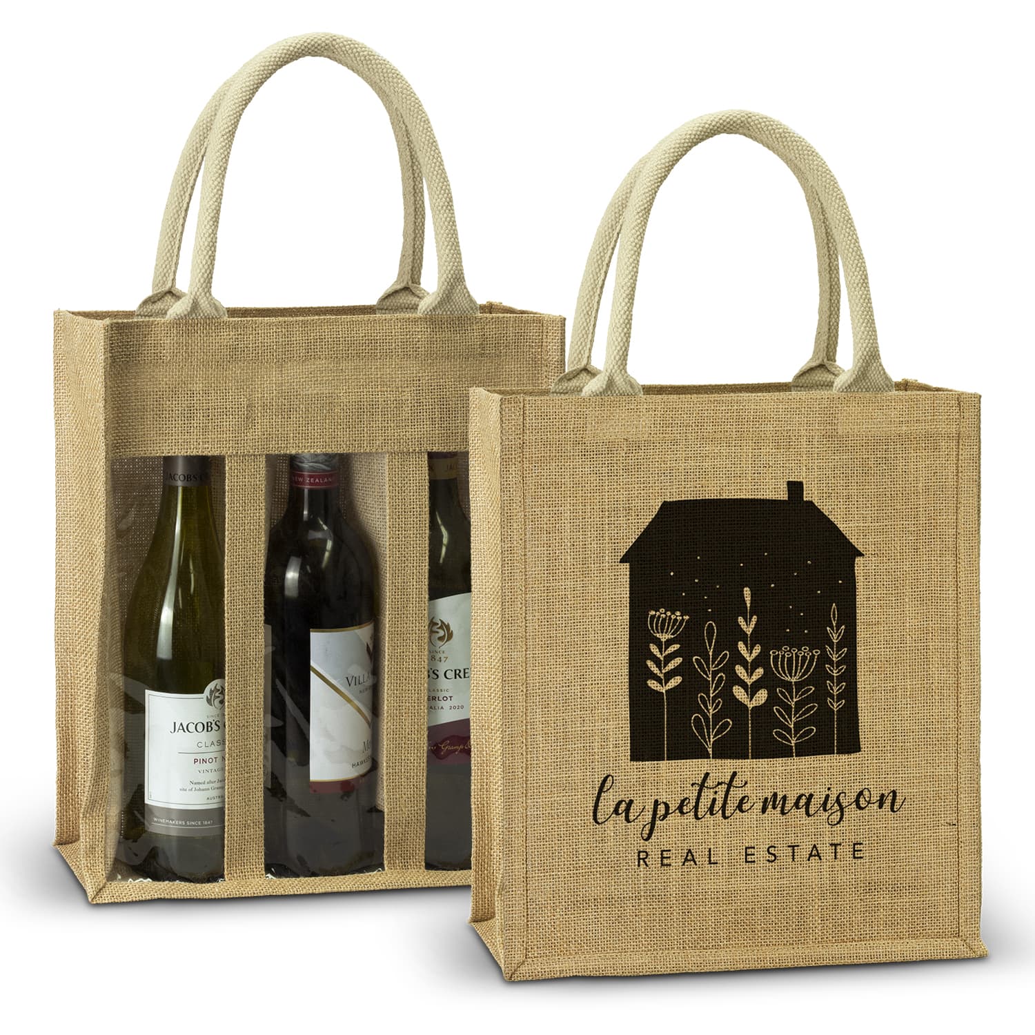 Serena Jute Triple Wine Carrier — view 2 of 4