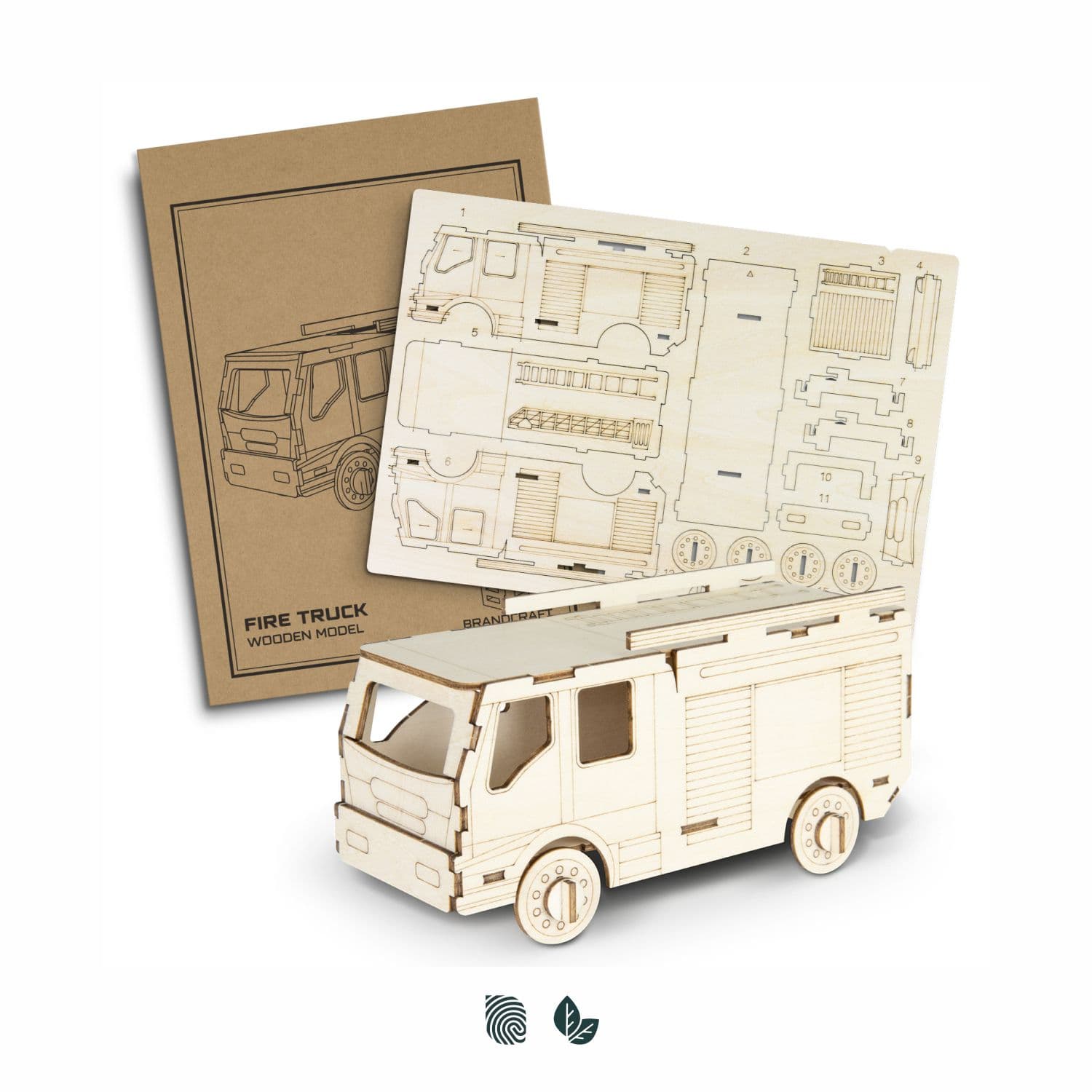 BRANDCRAFT Fire Truck Wooden Model — view 3 of 4