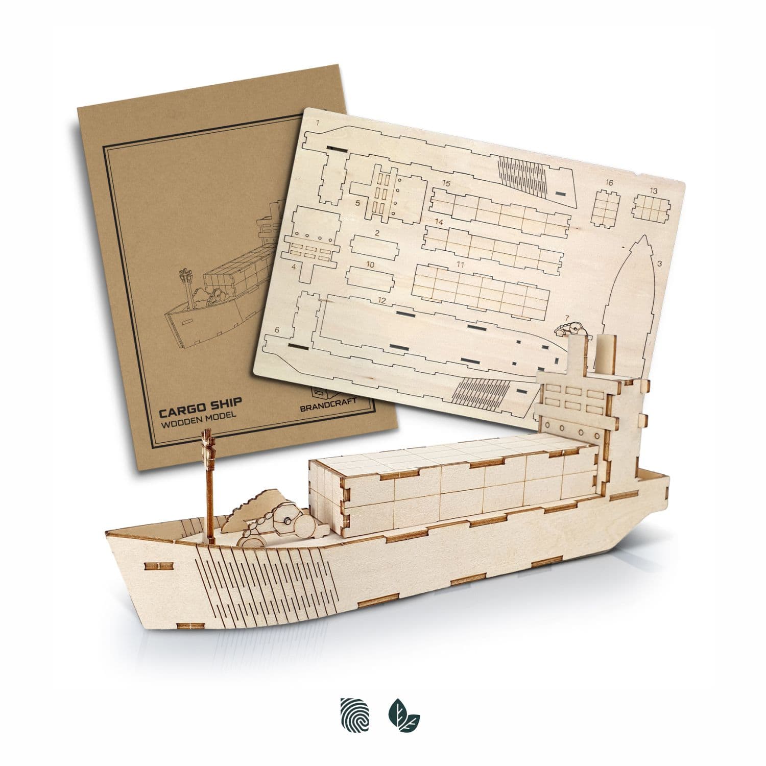 BRANDCRAFT Cargo Ship Wooden Model — view 2 of 4