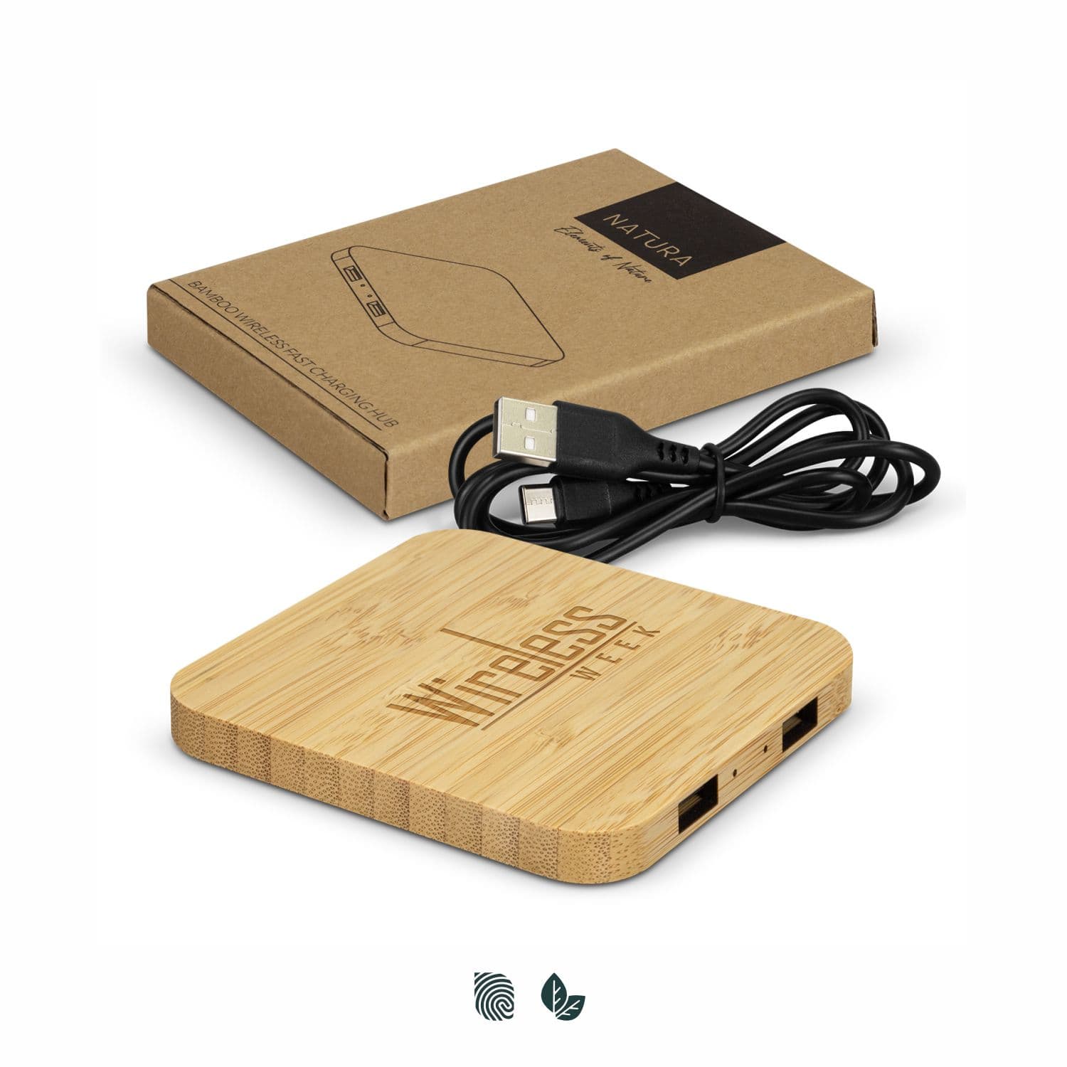 NATURA Bamboo Wireless Fast Charging Hub — view 3 of 4