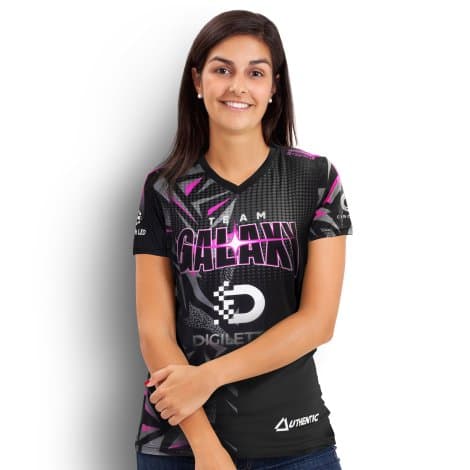 Custom Womens Sports V-Neck T- Shirt — view 2 of 4