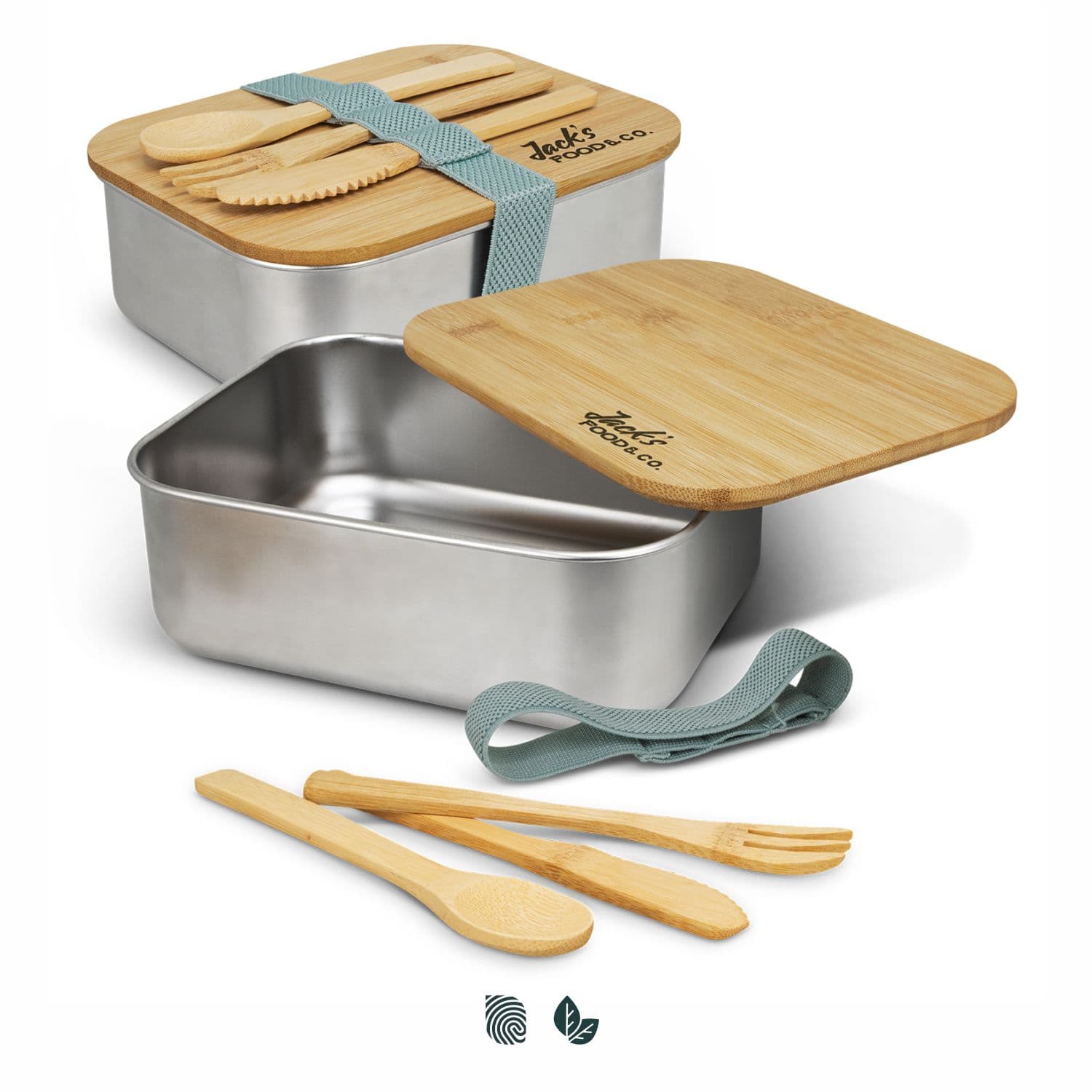 Stainless Steel Lunch Box with Cutlery — view 3 of 4