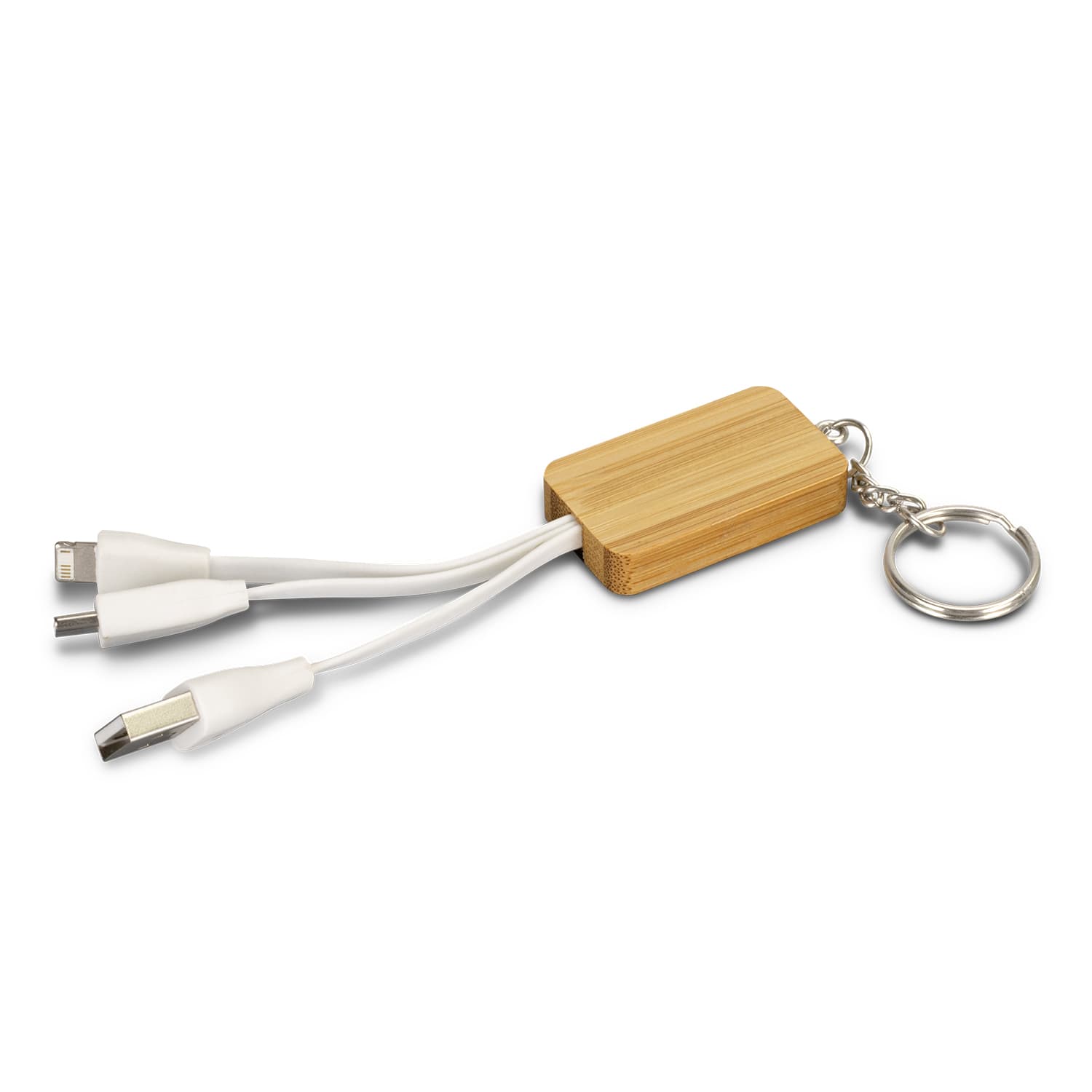 Bamboo Charging Cable Key Ring - Rectangle — view 3 of 4
