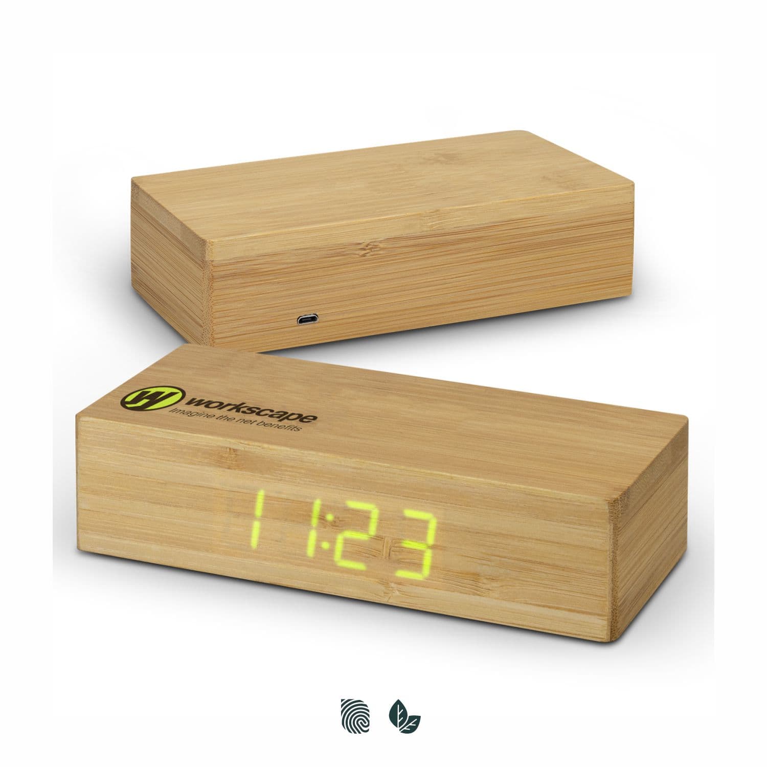 Bamboo Wireless Charging Clock — view 3 of 4