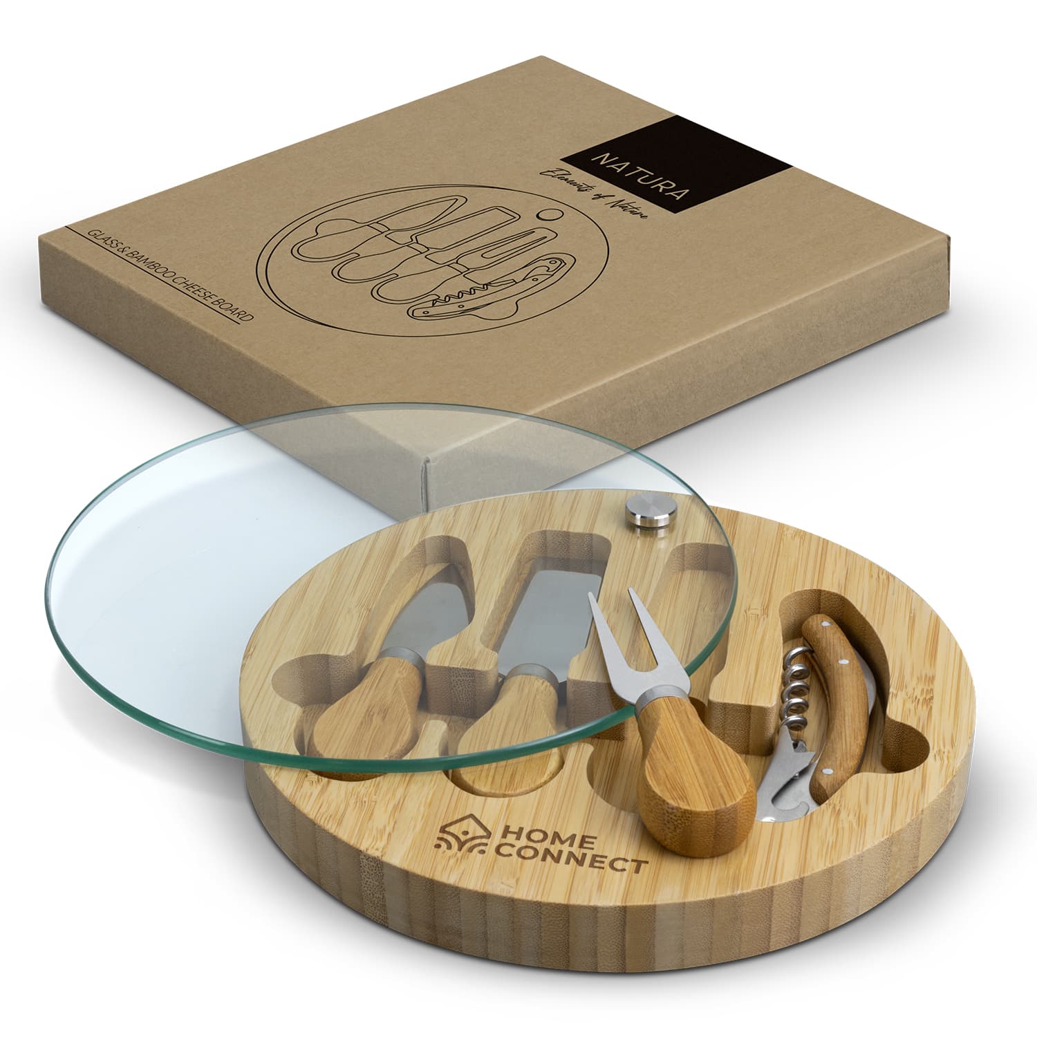 NATURA Glass & Bamboo Cheese Board — view 2 of 4