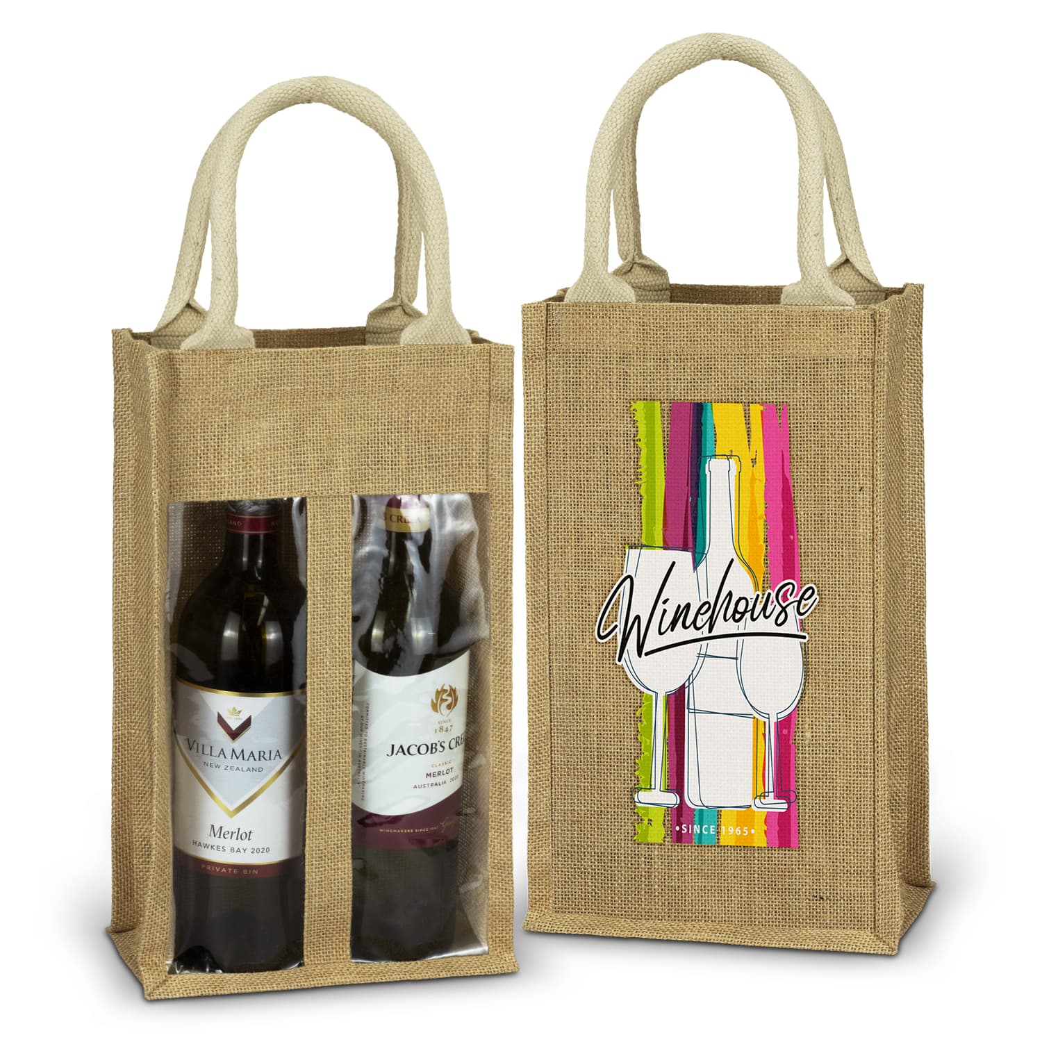 Serena Jute Double Wine Carrier — view 2 of 4