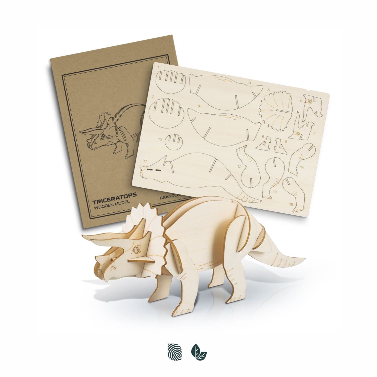 BRANDCRAFT Triceratops Wooden Model — view 2 of 4