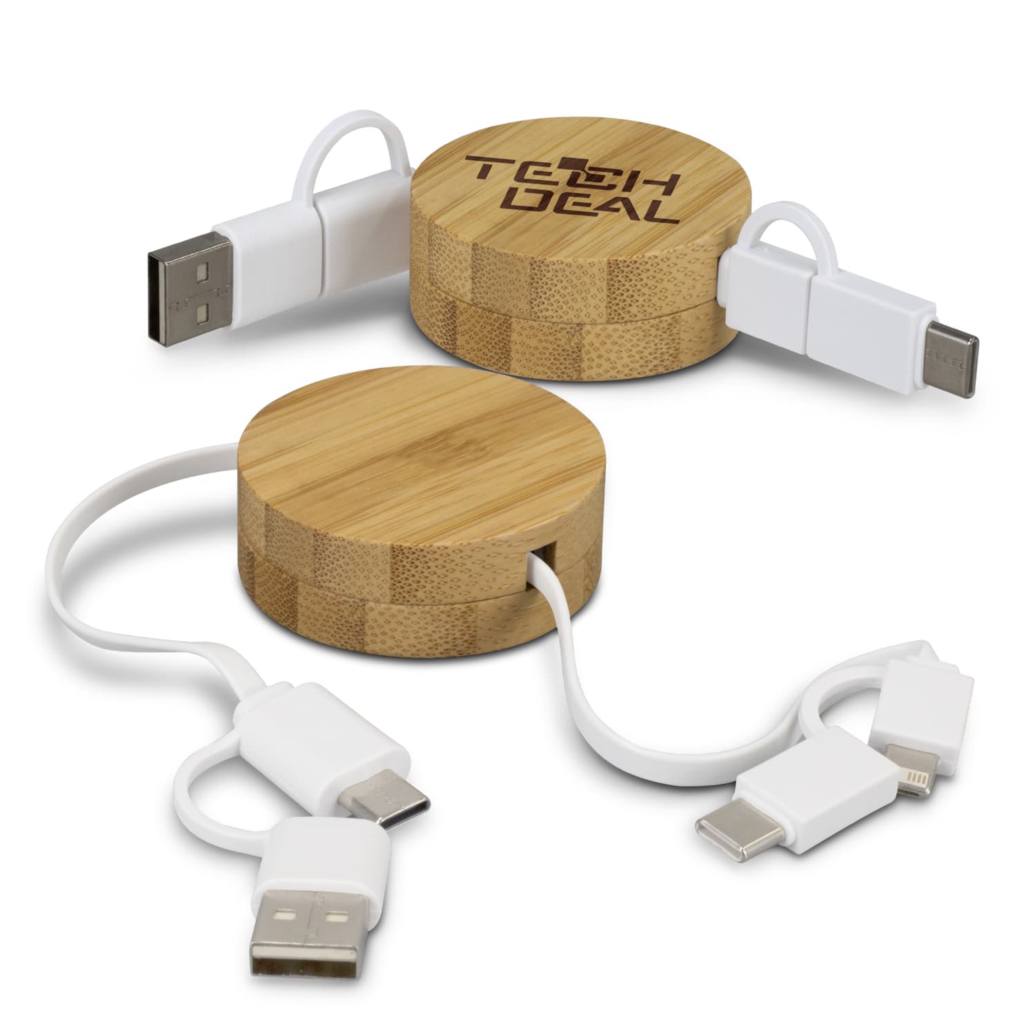Bamboo Retractable Charging Cable — view 2 of 4