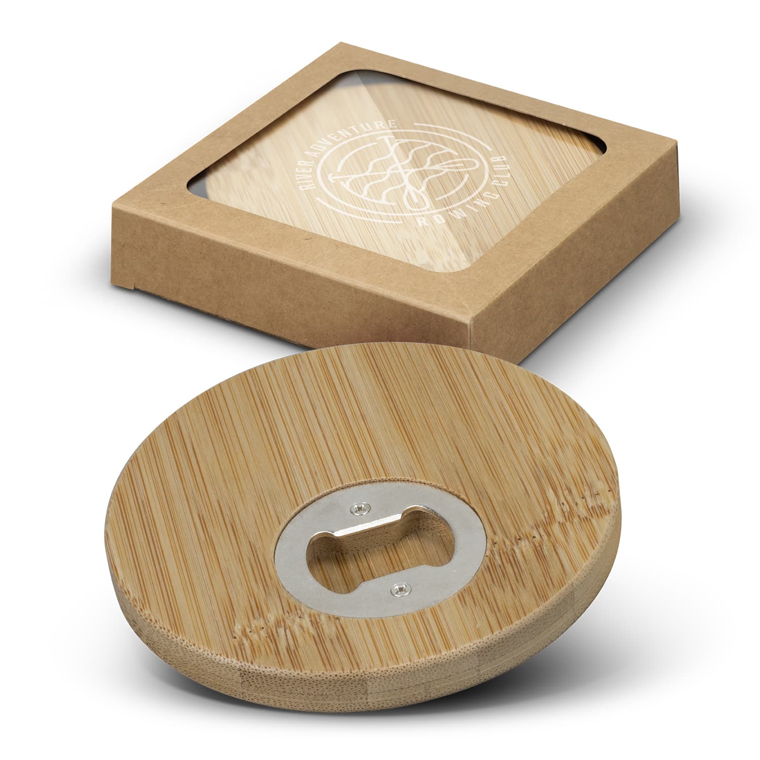 Bamboo Bottle Opener Coaster - Set of 2 - Round — view 2 of 4