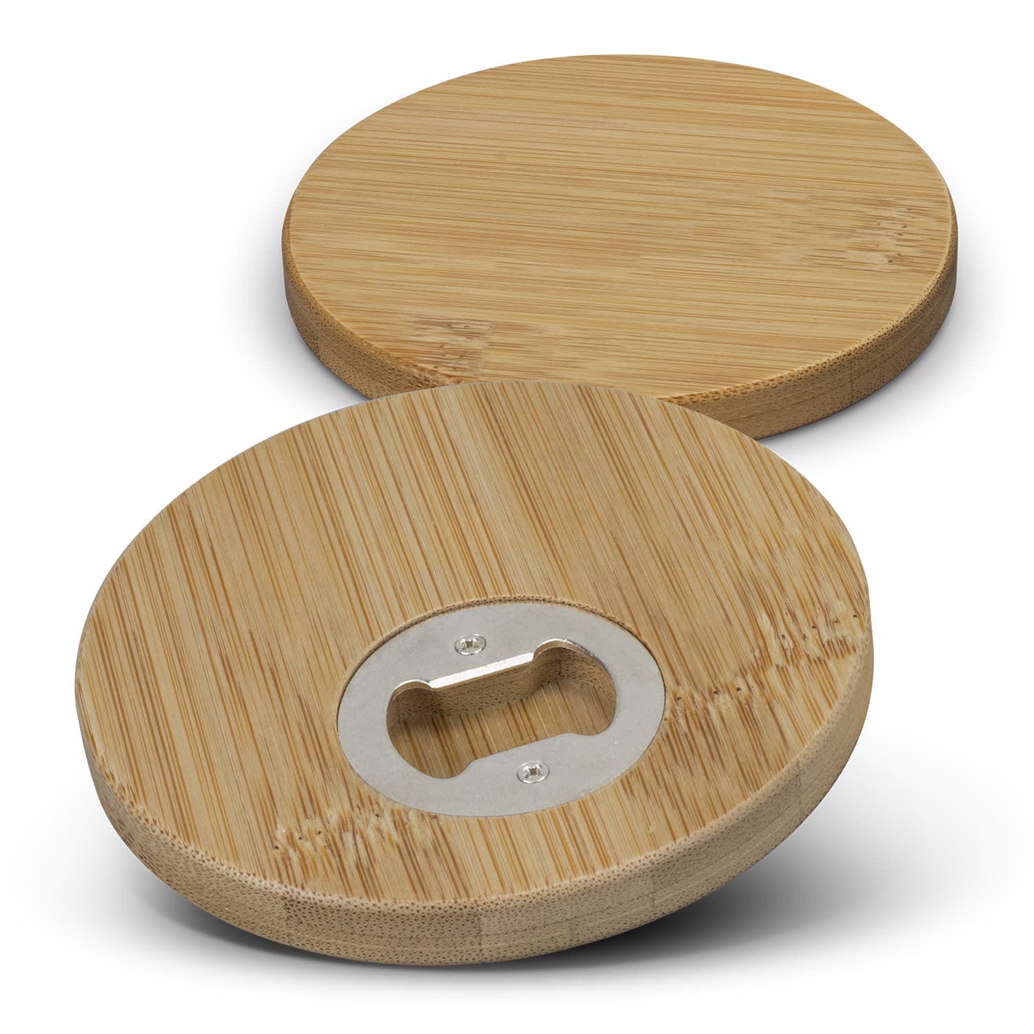Bamboo Bottle Opener Coaster - Set of 2 - Round — view 3 of 4