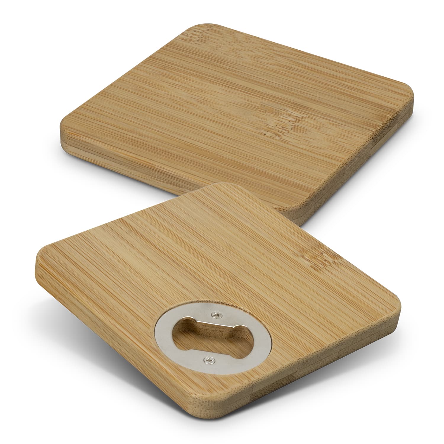 Bamboo Bottle Opener Coaster - Set of 2 - Square — view 3 of 4
