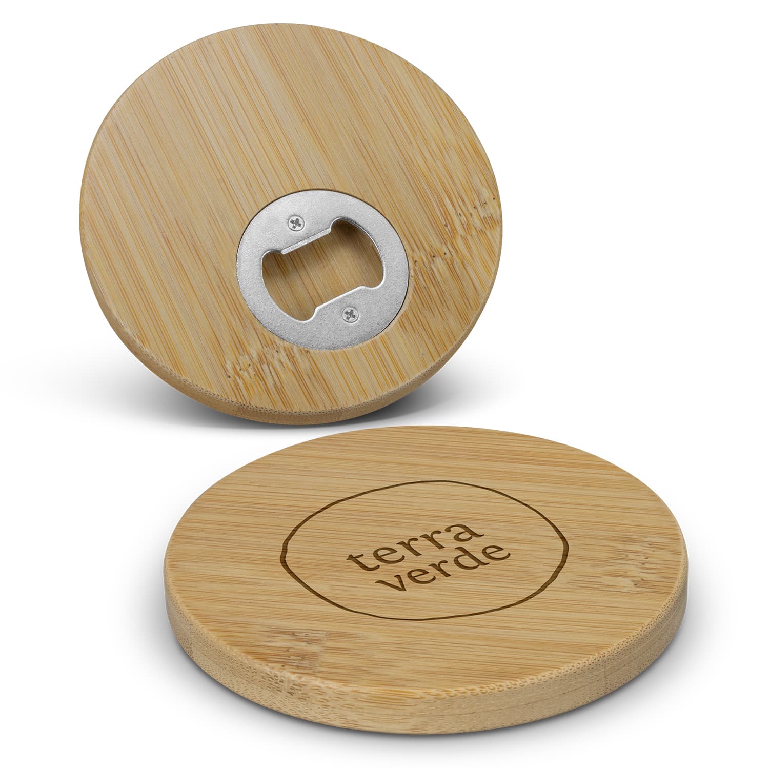 Bamboo Bottle Opener Coaster - Round — view 2 of 4