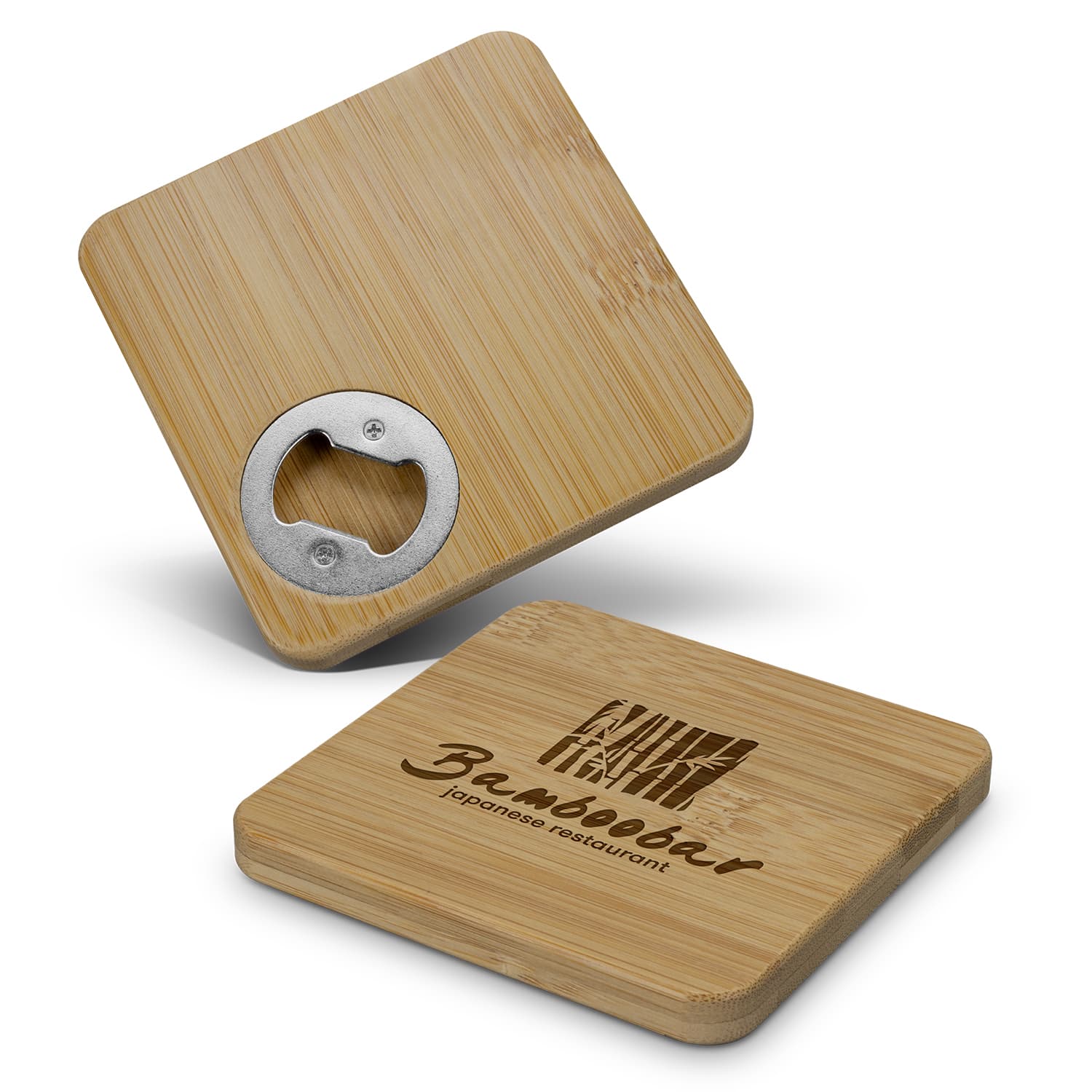 Bamboo Bottle Opener Coaster - Square — view 2 of 4