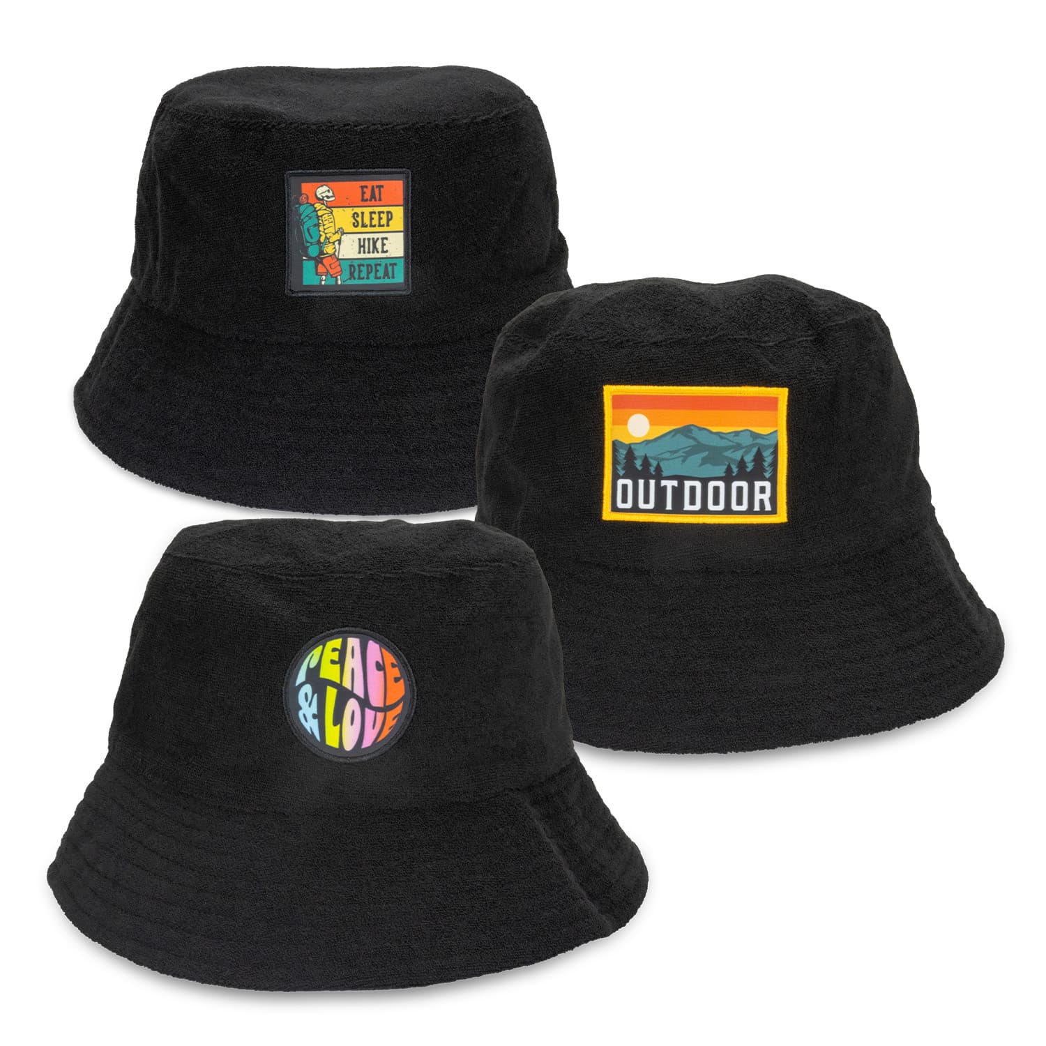 Terry Towelling Bucket Hat with Full Colour Patch — view 2 of 4